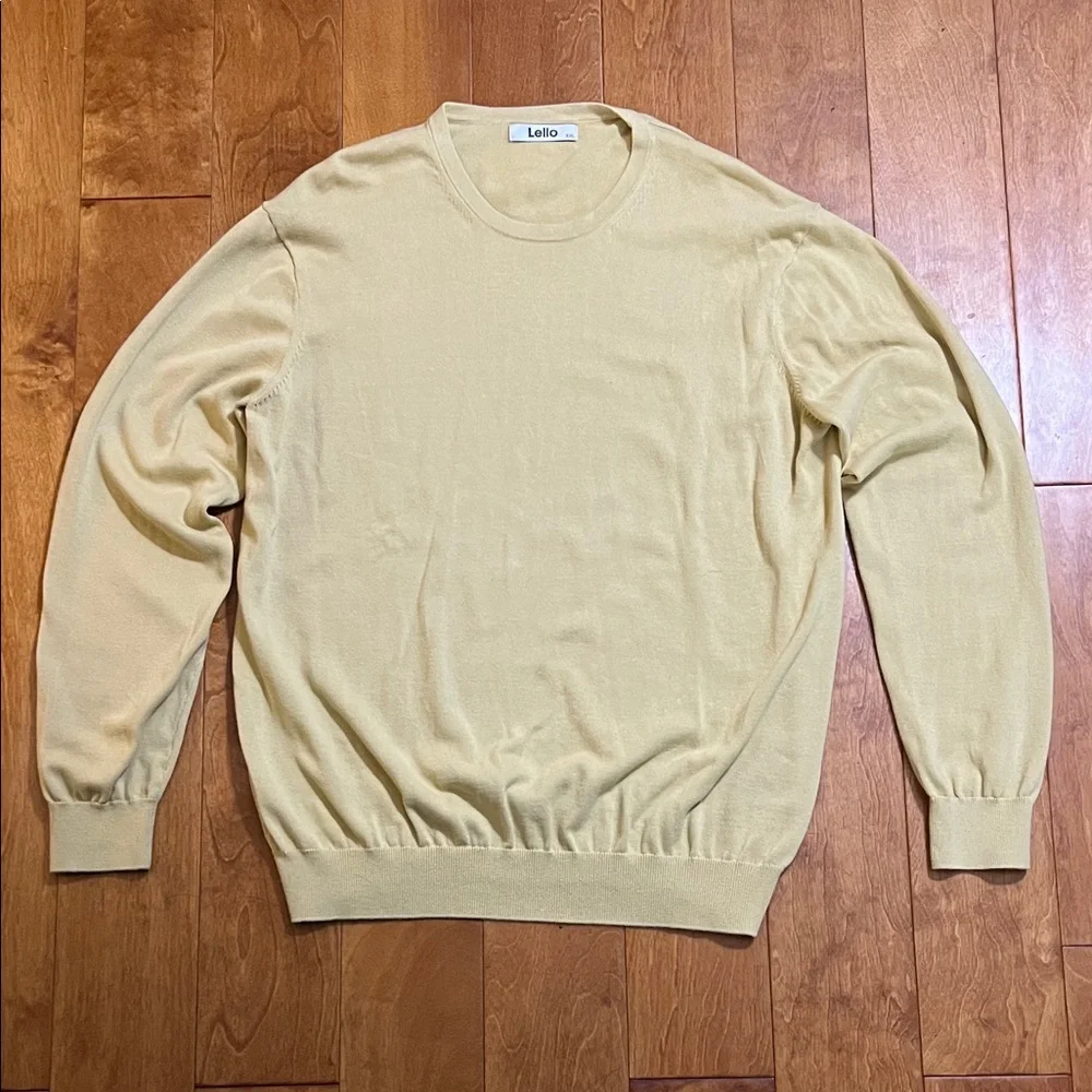 Lello Crewneck Sweater Size XXL Yellow 100% Organic Cotton Preppy Old Money - Picture 2 of 10
